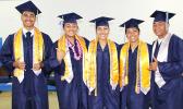 Some of the 35 graduates of “Home of the Stallions” Kanana Fou High School who turn their tassels to start a new chapter yesterday at the CCCAS Taeaoafua Gymnasium in Tafuna.  [photo: EM]