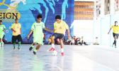 Paul Collins of Lion Heart B in action against Taputimu Youth during their 2017 Futsal Tournament’s pool game at Samoana High School’s gymnasium on Saturday, May 6, 2017.  [FFAS MEDIA/Brian Vitolio]