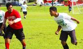 Henry Nautu of the Leone Lions’ JV team in action against the Faga’itua Vikings on April 7, 2018 during an ASHSAA Boys Soccer game at Pago Park Soccer Stadium.  [FFAS MEDIA/Brian Vitolio]
