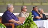 Police Commissioner Le’i Sonny Thompson (2nd left) during Monday’s celebration of Police Week at the Fagatogo malae. He says the police force faces a serious shortage of officers and is underpaid. The police officers are the “unsung heroes” working long hours to protect the people of American Samoa.  [SN photo]