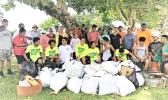 Answering the call to help protect the environment, the Lions Club of Pago Pago spent last Saturday — Earth Day — cleaning up the Pala Lagoon shoreline. It was a timely event — just in time for the busloads of tourists who stopped by the picturesque park for the beautiful view and some welcome shade.  [Courtesy photo]