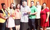Earlier this year, the Lions Club of Pago Pago was one of the main sponsors at a fundraiser held for Special Olympics of American Samoa (SOAS). Former ‘Laughing Samoan’ Tofiga Fepuleai, seen here with Lion president Lisa Tuato’o and board members, kept the crowd entertained.  [courtesy photo]