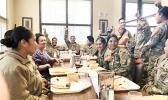 Congresswoman Aumua Amata was pleased to greet soldiers from American Samoa and spend time with them at Fort Lee, Virginia, including having lunch with them.  [Courtesy photo]