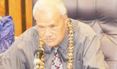 Paramount Chief, Mauga T. Ausega, who is Secretary of Samoan Affairs, testifying Monday at a Senate committee hearing on drug problems in public high schools.  [photo: AF]