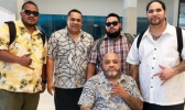 Memories: Mailo Ben Vai (second from left) with Fiji and other artists. (See video at bottom of page.)  [photo: Samoa Observer]