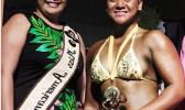 Miss American Samoa Antonina Lilomaiava and the winner for the female division Lautiti Manuma at the Sau Ia Bodybuilding Competition held last Friday at the Gov. H. Rex Lee Auditorium in Utulei. [Photo: EM]