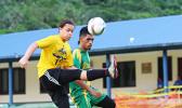  Gabriel Taumua, left, of PagoYouth defends against Utulei Youth’s Ne’emia Kaleopa during the men’s Cup match of the 2016 FFAS National League’s Match Day 4 on Saturday, Sept. 10, at Pago Park Soccer Stadium.   [FFAS MEDIA/Rupeni Luvu]