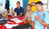 The Official Corner, where scores were announced and official recordkeeping for the ASVB tournament, 2017 Samoa Volleyball Challenge was done. These officials play a vital part in what’s going on during the whole tournament.  [photo: Leua Aiono Frost]