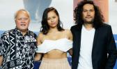 Writer and Director of the new Samoan film “One Thousand Ropes” Tusi Tamasese (far right) with actress Frankie Adams who plays the daughter Ilisa, and actor Uelese Petaia who plays the father Maea. The film will have its premiere March 16 in Apia, Samoa and then will continue to play March 23 onwards.  [With permission: One Thousand Ropes Facebook Page]