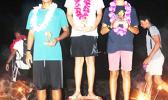 The top three winners of the Open Division competition of the Pago Pago Harbor Optimist Sailing Regatta held on Saturday, Oct.14, 2017 out of Sadie’s By the Sea Beach Resort.  [Courtesy photo]