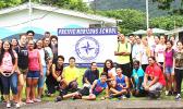 ASG Office of Political Status, Constitutional Review and Federal Relations executive director Tapaau Dr. Daniel Aga (far left) with students and teachers of Pacific Horizons School on Tuesday, as part of the office’s 2018 outreach, which starts with the private schools. See story inside for details. [courtesy photo]