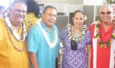 [l-r] Manu’a District Governor, Laolagi F.S. Vaeao; Paramount Builders Inc., president Papali’i Lauli’i Alofa; Public Works director Faleosina Voigt; and Rep. Fatulegae’e S. Mauga, last Friday morning inside the newly dedicated $4.6 million ASPA Operations Center building in Tafuna.  [photo: FS]