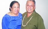 Rep. Su’a Alexander Eli Jennings (right) with his wife, after he was selected by Swains islanders for a seventh consecutive two-year term in the local House of Representatives.  [photo: FS]