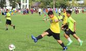 A Samoa Baptist Academy player clears the ball during a Boys Grades 6-8 Division game against Marist St. Francis in a Boy’s Grades’ 6-8 Division game against Peteli Academy for the 2016 FFAS Private Elementary Schools Soccer League on Wednesday, Nov. 9, 2016 at the Kanana Fou Seminary field in Tafuna.  [FFAS MEDIA/Brian Vitolio]