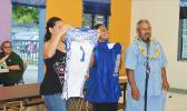New uniform for the Samoana High School football teams donated by the school Booster Club last week. [photo AF]