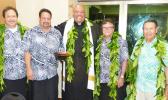 Last week Thursday evening, the owner and head of South Pacific Distributors (SOPAC) Frank Shimizu and his sons cut the ula laumei for the grand opening of the SOPAC warehouse in Iliili, across from the Veterans Memorial Stadium. Father Vaiula Iulio blessed the warehouse. SOPAC is a family-owned, Guam-based business, whose local general manager is Mike Tolmie.  [Photo: EM]