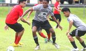 SPA Dolphins’ players in action against the Faga’itua Vikings during an ASHSAA Boys varsity Soccer game on Tuesday, April 3, 2018 at Pago Park Soccer Stadium.  [FFAS MEDIA/Brian Vitolio]