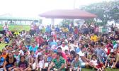 Some of the large number of children, with a few parents, who showed up Monday afternoon for the distribution of Christmas toys from the "Pay It Forward — Toy Drive Project" spearheaded by Tapumanaia Galu Satele Jr., and his children, to ensure that children of the Samoa Tuna Processors employees, who lost their jobs, last Friday, have smiling faces for Christmas.  [photo: FS]