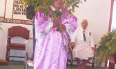 As part of their Father’s Day Sunday service performance, fathers of the Ave o le Fetuao Methodist Church at Fagaima, re-enacted part of the story from the Bible about Zacchaeus, a short man who had to climb a sycamore-fig tree on the side of the road to see Jesus, as he was passing through on his way to Jericho.cWilson Toia played the role of the sycamore tree.  [photo: FS]