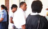 Sinei Aunei, second from right talking to his defense lawyer, after Justice Mata Keli Tuatagaloa sentenced him to more than 7 years in jail. [Photo: Autagavaia Tipi Autagavaia / RNZI] 
