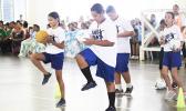 St. Theresa students perform a skill from the theme of their presentation during the ASDOE/FFAS Just Play Program finale on Thursday, April 27, 2017 at the DYWA gymnasium in Pago Pago.   [FFAS MEDIA/Brian Vitolio]