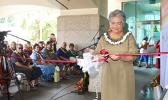 First Lady Cynthia Malala Moliga did the honors of cutting the ribbon to open the new Territorial Bank of American Samoa, located at the Centennial Building in Utulei — the former site of the main branch of the Bank of Hawaii in the territory. The bank opened its doors in October 2016. [Photo: AF]