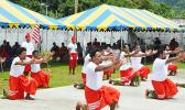 A look at inmates at the Territorial Correctional Facility performing a Samoan siva as part of the entertainment during yesterday’s annual Christmas visit to the TCF compound by Gov. Lolo Matalasi Moliga, First Lady Cynthia Malala Moliga, Lt. Gov. Lemanu Peleti Mauga and cabinet members.  [photo: AF]