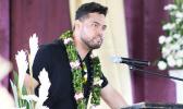 Keynote speaker for the Tafuna High School Graduation yesterday morning Dr. Andrew Pati Ah Young, who gave an inspiring speech to the Tafuna Warriors Class of 2017.  [photo: EM]