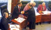 Director of Human and Social Services Taeaoafua Dr. Meki Solomona shortly after his confirmation hearing at the Fono. [SN file photo]