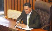 Talauega Eleasalo Ale during the Senate confirmation hearing yesterday. He is the first of the cabinet nominees to be confirmed by both the Senate and the House.  [photo: AF]