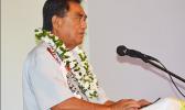 LBJ Medical Center chief executive officer Taufete’e John Faumuina during his speech last week Friday at the opening of the two-day Medical Symposium at the Gov. Rex Lee Auditorium, where he outlined the many medical challenges faced by American Samoa. [photo: AF]