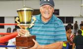 President of the American Samoa Boxing Council (ASBC) Toleafoa Henry Tavake with the Governor’s Cup that the American Samoa boxing team has now won back-to-back during this year Flag Day 2017 Boxing Championship against Samoa that was held at the old Bowling Alley in Tafuna last Saturday night. [photo: AF]