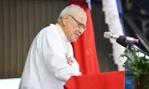 Samoa Head of State, Tui Atua Tupua Tamasese Efi during his special Flag Day address at yesterday’s 2017 Flag Day ceremony at Veterans Memorial Stadium. [photo: AF]