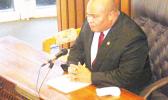 Newly confirmed Office of Public Information, KVZK-TV, director Tuimavave Tauapa’i Laupola during his Senate confirmation hearing yesterday.  [photo: FS]