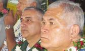 [l-r] American Samoa Power Authority board chairman Fonoti Perelini Perelini; Louis Berger Group official Raymond Mardini, and ASPA executive director Utu Abe Malae at yesterday’s dedication ceremony for the new Satala Power Plant. [photo: Leua Aiono Frost]