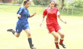 A Vaiala Tongan defender in action against a Green Bay opponent during the women’s FFAS National Cup challenge game at Pago Park Soccer Stadium on Saturday, October 28, 2017.  [FFAS MEDIA/Brian Vitolio]