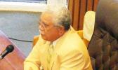 Nominee for Department of Marine and Wildlife Resources director, Va’amua Henry Sesepasara during his Senate confirmation hearing yesterday. The Senate while pending a motion for reconsideration in the House, later confirmed him.  [photo: FS]