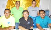 Totino o le Laulauatofi a le American Samoa Volley Ball Federation: L-R [alaalatai] Fa'alialia Mauigoa Sui Peresetene; Dr Mikaele Etuale Taitaifono;  Ben Sauvao Peresetene; [Tutula'i] Pona T. Ala - Failautusi ma Sabrina Leaupepetele Betham Teutupe.  [ata: Leua Aiono Frost]