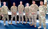 Mai le kamupani atoa e 27 na malaga, e i ai ona soa kamupani ma o le vaega lea a le Ordinance e alai ai le fitafita tiute mai Amerika Samoa, SPC Uluenga, Faaati Lehualani. L-R: Randy Gillis [E le’i alu i le vaega mo Europa], SPC Uluenga, Faaati Lehualani; SPC Lambert, Tyler; SGT Vazquez, Hector; PFC Espinoza, Esteban ma SPC Quiles, Fernando.  [ata: Leua Aiono Frost]