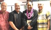 (l-r) Lulu Barber, Tapaau Dr. Dan Aga, Robert Ho Chee, Frantacia Mauigoa, John Marsh, and Keith Gebauer pictured yesterday during a “farewell luncheon” for Mauigoa, a participant of the ASG three-week Summer Youth Employment Program, which officially ends today. (l-r) Lulu Barber, Tapaau Dr. Dan Aga, Robert Ho Chee, Frantacia Mauigoa, John Marsh, and Keith Gebauer