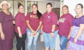 [l-r] Mona A. Pati along with four-students — Tumuatasi Lefatia, Marjorie Su'a, Avea Roache, and Iemaima Mea'ole
