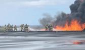  Airport firefighters fighting fire