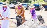 Gov. Lemanu Peleti Mauga and others at groundbreaking
