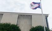 The American Samoa flag flying at the National Museum of American History