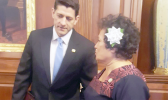 Congresswoman Amata and House Speaker Ryan discuss the need for healthcare reform in the U.S. territories  in the U.S. Capitol building on Wednesday. [courtesy photo]