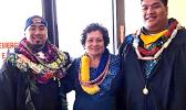 Congresswoman Aumua Amata with North Park University graduates Stephen B. Maifea and Leuatea I. Fai’ai. Amata personally presented the two graduates with their diplomas, honoring their achievements. Samoa News congratulates both graduates and wishes them success into the future. [photo: courtesy]