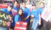 Employees of ANZ during a good bye wave