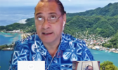 Wespac Chairman Archie Soliai participates in a video conference 