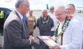 In accordance with Samoan customs, gifts were presented to the Nuncio by Governor Pula as a welcoming gesture to the Territory. Governor presents gifts to Apostolic Nuncio