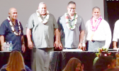 [l-r]: candidate for lieutenant governor Tapaau Dr. Dan Mageo Aga, and candidate for governor, I’aulualo Fa’afetai Talia; candidate for governor Lt. Gov. Lemanu Palepoi Sialega Mauga and candidate for lieutenant governor Talauega Eleasalo Va’alele Ale; and candidate for lieutenant governor Tapumanaia Galu Satele Jr. with candidate for governor Sen. Nuanuaolefeagaiga Saoluaga T. Nua. 